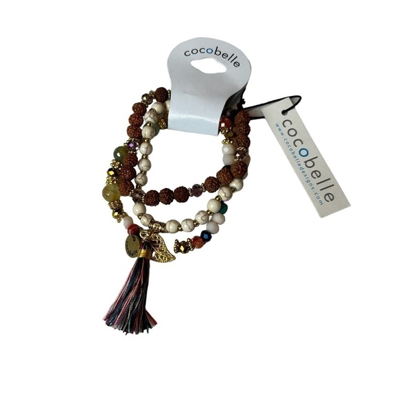 Cocobelle Trio of Beaded Strands Bracelet w/ a Tassel & Charm Accents - Picture 5 of 10